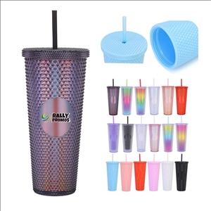 24oz Double-Wall Plastic Straw Cup